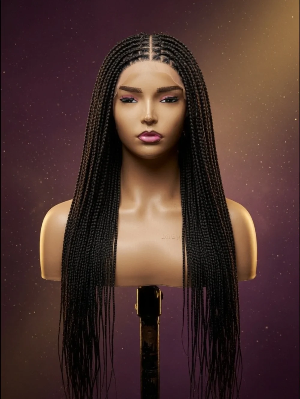 Premium Women’s Long Micro Box Braids Wig - Black